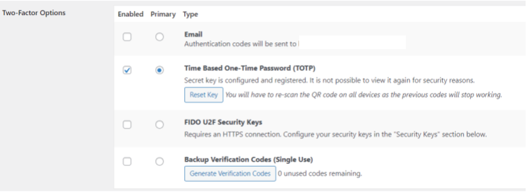 Step 5 - Enable Two-Factor Authentication In WordPress